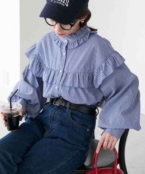 2way ボリュームスリーブ 長袖フリルブラウス（シャツ/ブラウス