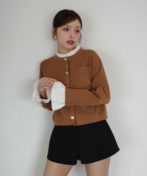 再入荷/14色展開】Attached collar ニットジャケット（ノーカラー