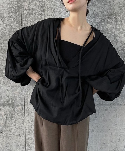 SELECT MOCA by SON】ボリュームスリーブリネンスキッパーシャツ