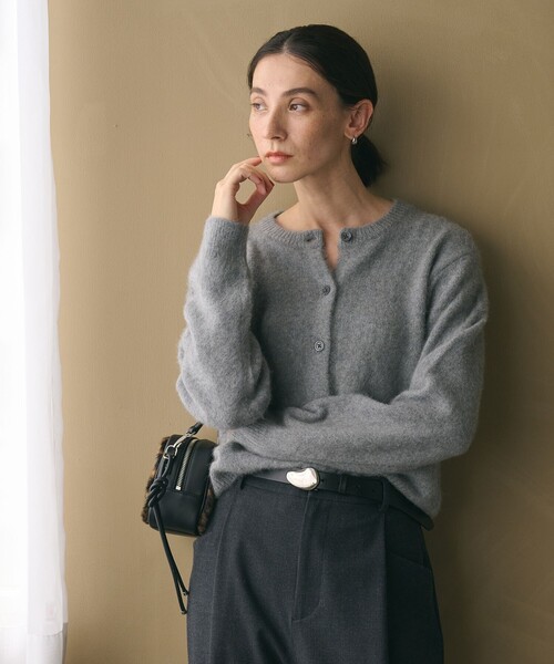 セール】フォックスカシミヤブレンド クルーネックカーディガン