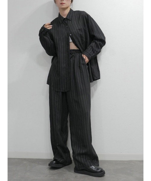 セール】リネンピンストライプパンツ／linen pinstripe pants【setup