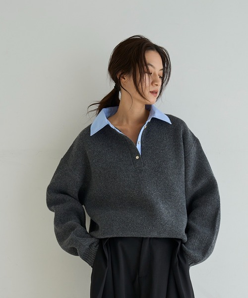 meilmada（メイルマダ）の「シャツ襟付きポロニット（ニット/セーター