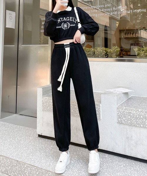 me+em select（ミームセレクト）の「ウエストロング紐裏起毛ジョガー