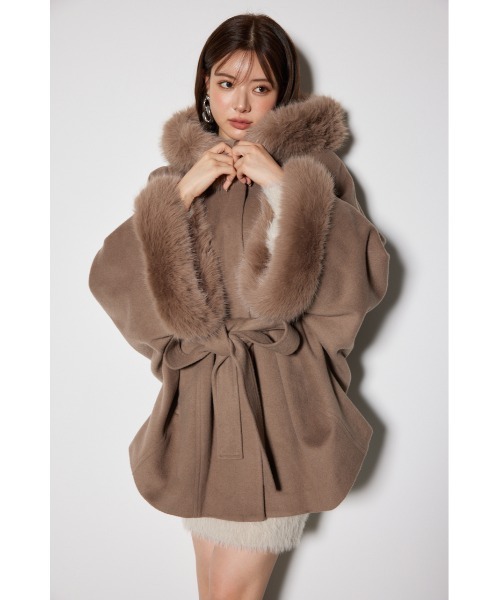 rienda（リエンダ）の「ウールミックスフードポンチョコート（ポンチョ