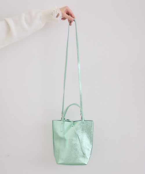 MILLELA FIRENZE メタリックレザーミニトート（トートバッグ