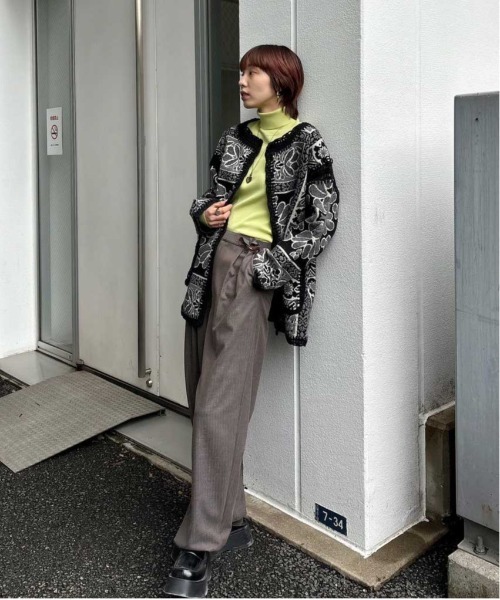 セール】RUG PATTERN KNIT JACKET（ノーカラージャケット）｜Ameri