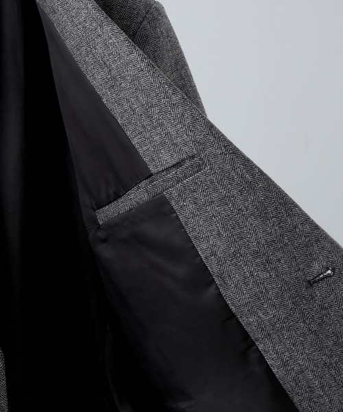CLEL】Wool Blend Herringbone Tweed Tailored Jacket / ウール