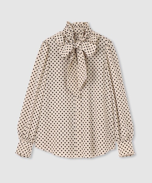 LOULOU WILLOUGHBY】デシンドットフリルボウタイブラウス（シャツ