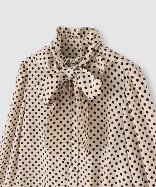 LOULOU WILLOUGHBY】デシンドットフリルボウタイブラウス（シャツ