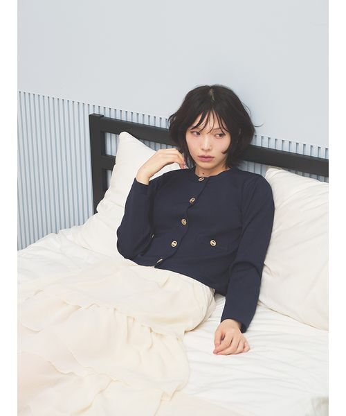 セール】【USAGI ONLINE・ZOZOTOWN限定】ノーカラーニットジャケット