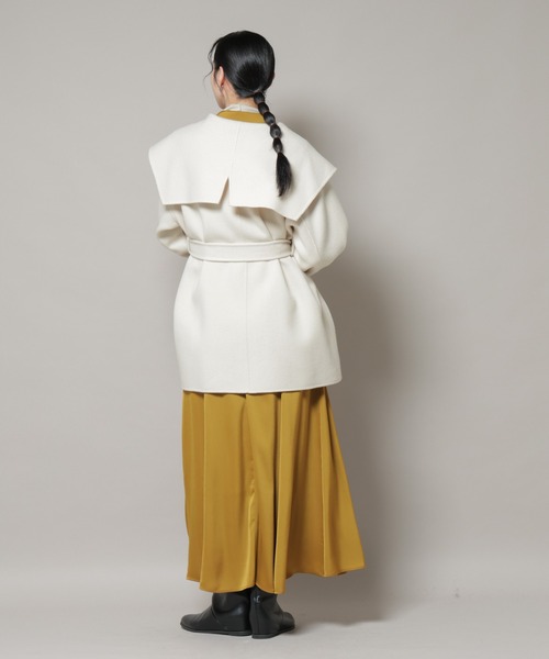 セール】SUPER110blend リバーショールミディコート（ノーカラーコート