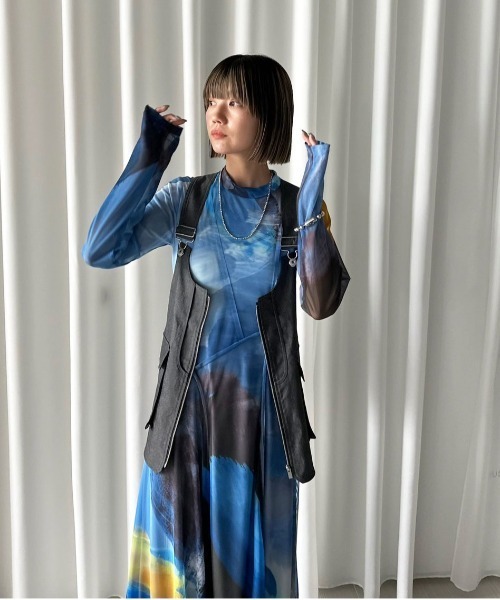 Ameri（アメリ）の「ELIZABETH STAINED GLASS SHEER DRESS（ワンピース