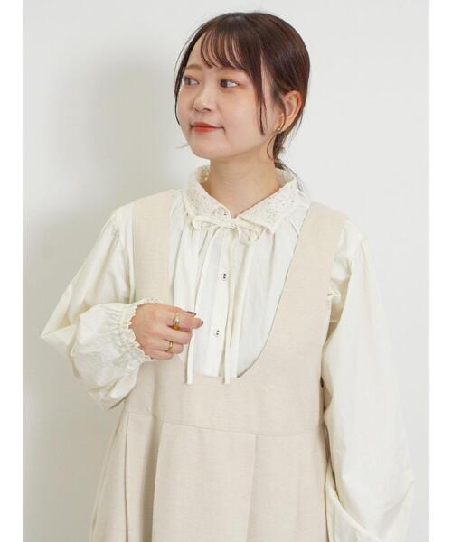 Samansa Mos2（サマンサ モスモス）の「オーバーレース襟ブラウス