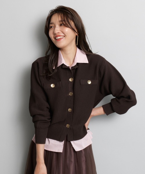 JUSGLITTY（ジャスグリッティー）の「衿付きカノコカーデ（ニット