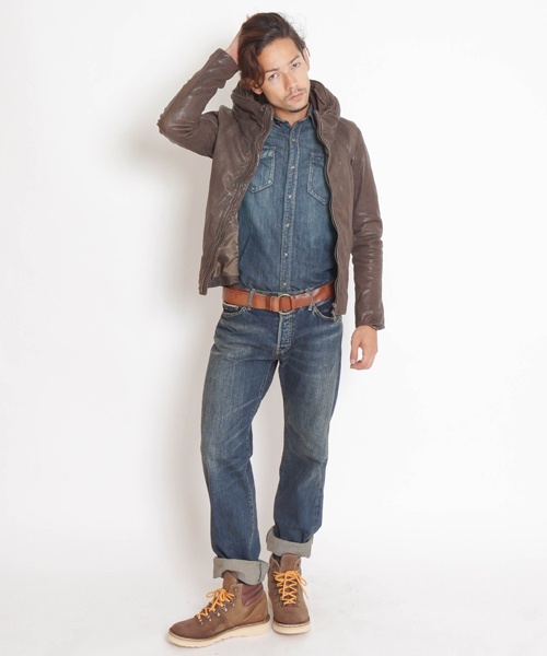 goa（ゴア）の「ゴートレザークロゼットフードジャケット（ライダース