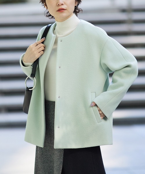 セール】【SALEおすすめコート】ウールリバーショートコート（ノー