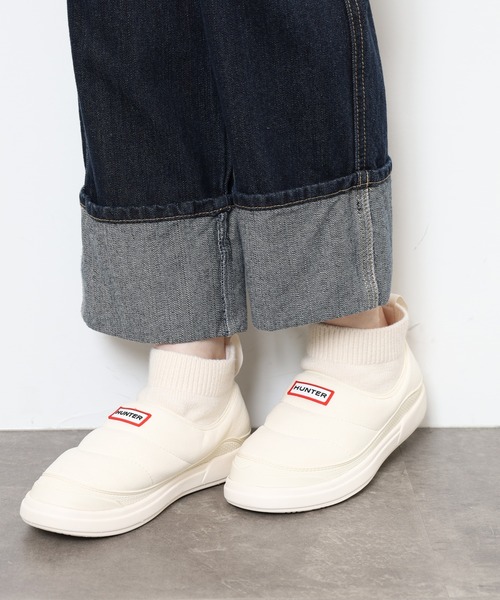 HUNTER IN/OUT イン/アウト カフ ニットブーツ パファー/スウェード