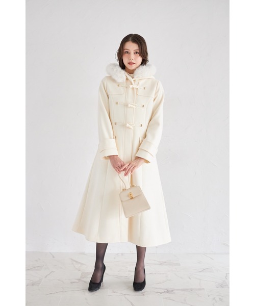 取り外し可能なファー付きフィット＆フレアシルエットダッフルコート