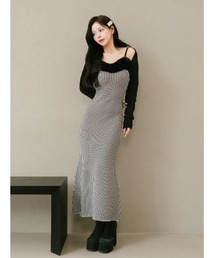 Darich（ダーリッチ）の「アンサンブルチェックニットロングワンピース