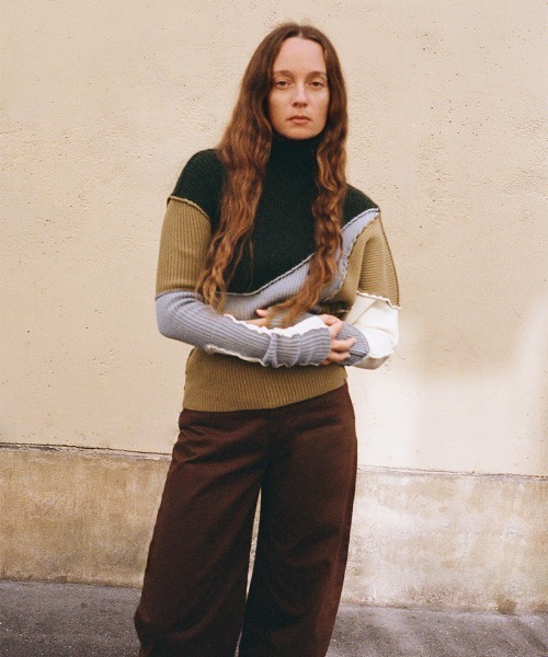 leinwande（ラインヴァンド）の「Patchwork Asymmetry Top（ニット