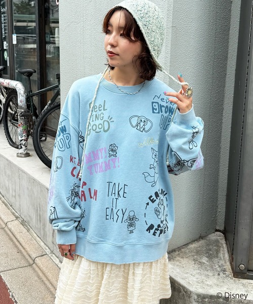 セール】【Disney】ズートピア/総柄VINTAGE加工スウェット ユニ
