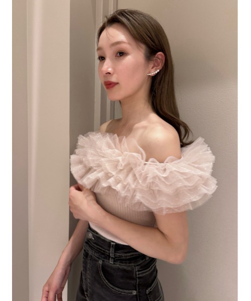 SNIDEL（スナイデル）の「ボリュームチュールドッキングニットプル