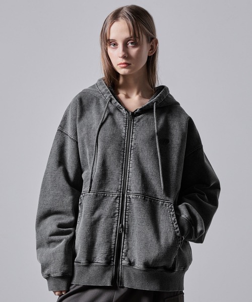 セール】【CLEL】Heavy Weight Logo Embroidered Full-Zip Hoodie