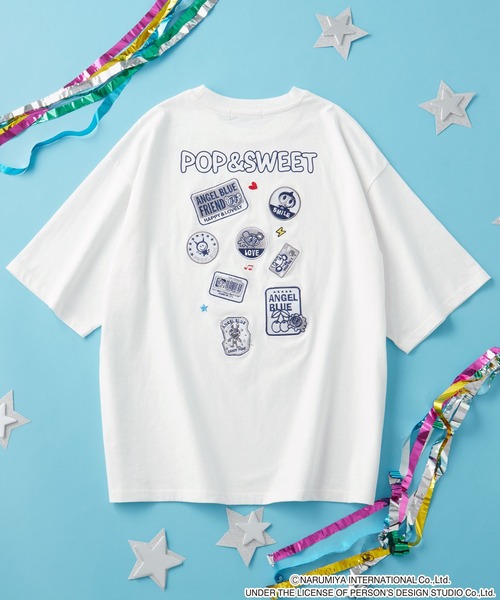 ANGEL BLUE】別注 エンジェルブルー グラフィック刺繍 オーバーサイズ