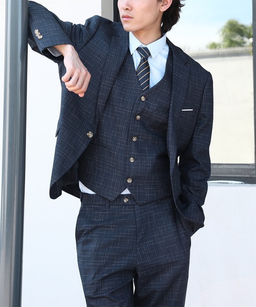 セール】【Cloudstyle】チェック柄/ スリーピース スーツ