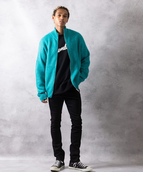 MOHAIR SOLID JACQUARD DRIVERS KNIT ZIPPER JACKET / モヘヤ ソリッド