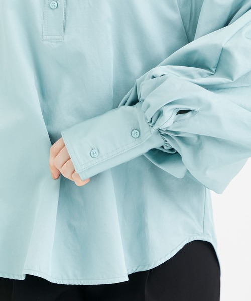 SATORU SASAKI/サトルササキ】NO-COLLER RAGLAN-SLEEVE SHIRT SILK