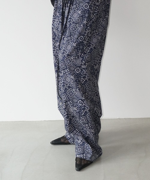 ペイズリー柄 ワイドタック イージーパンツ chw25s093-ファッション