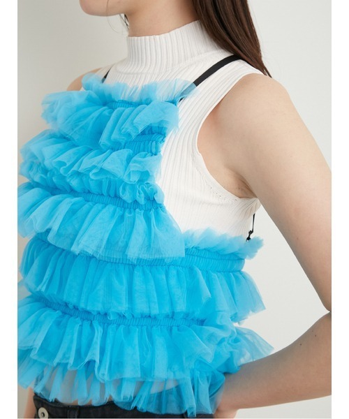 LILY BROWN（リリーブラウン）の「チュールラッフルフリルトップス