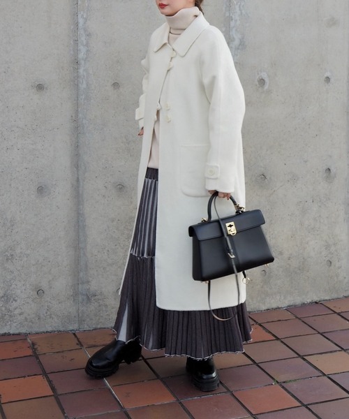 soutien collar double button coat /ステンカラーダブルボタンミドル