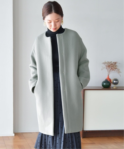 IENA（イエナ）の「《追加》ラムウールノーカラーコート（ノーカラー
