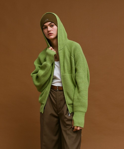 soerte（ソエルテ）の「Wool knit double zip-up hoodie/ウールニット