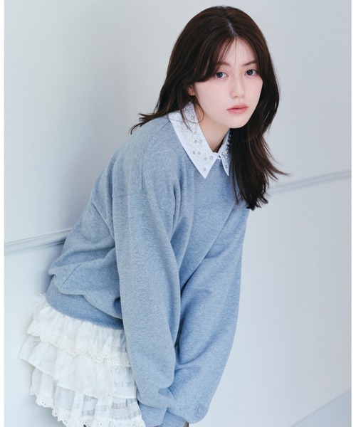 セール】【USAGI ONLINE/ZOZOTOWN限定】ビジュー衿スウェット