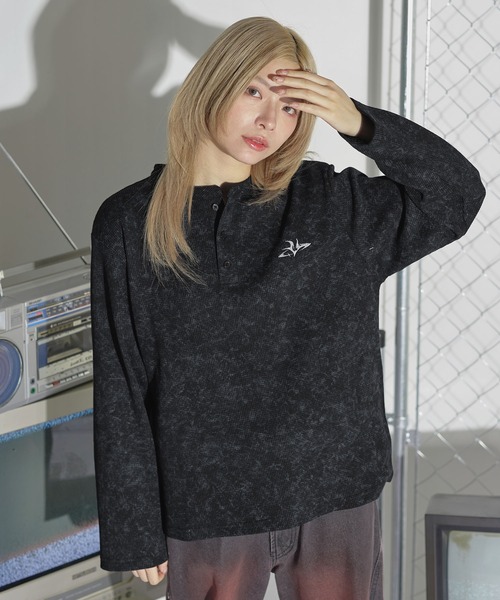 セール】刺繍ロゴサーマルロングスリーブTシャツ（Tシャツ/カットソー