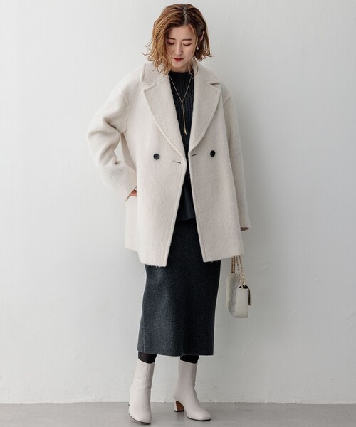 セール】【Oggi1月号掲載】ループカットシャギー コート（ピーコート