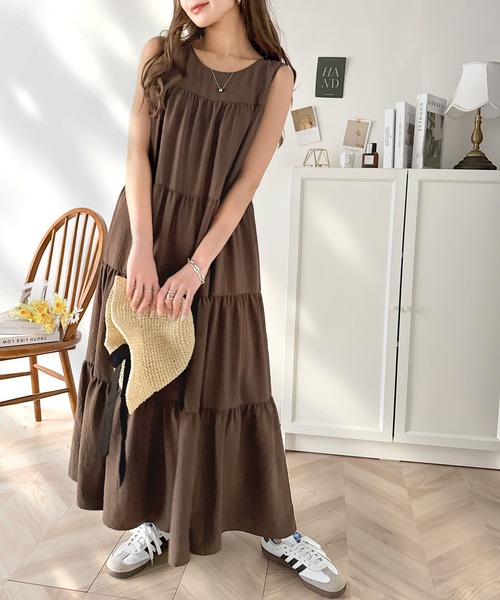 セール】洗練された大人フェミニン。 前後2WAY4段ティアードワンピース