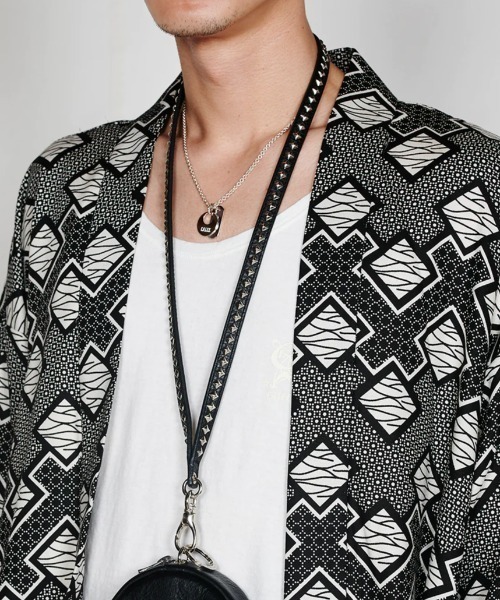 CALEE/キャリー STUDS LEATHER NECK STRAP ネックストラップ