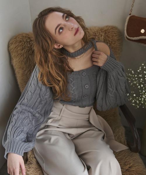 セール】cable knit ensemble / ケーブルニットアンサンブル