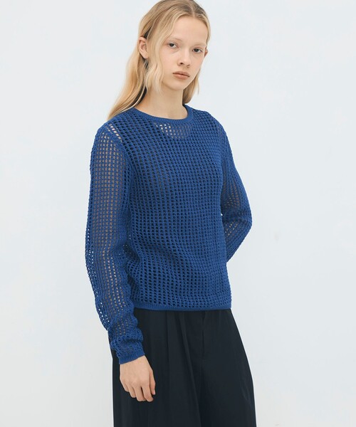 コットンメッシュ クルーネックプルオーバー（ニット/セーター