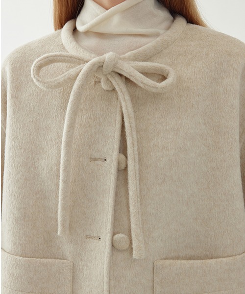 リボンタイ ショートウールコート FQ24W101【Fano Studios
