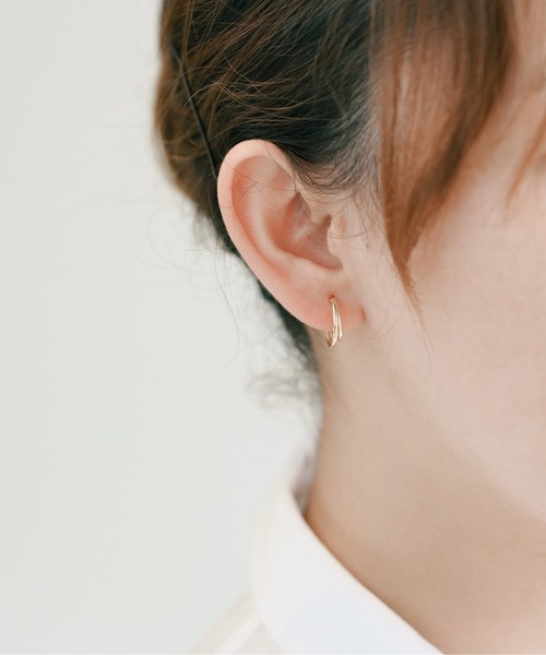 セール】K10 2連風 フープピアス（ピアス（両耳用））｜Jewel closet