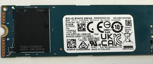 Refurbished: Toshiba KIOXIA BG5 PCIe 4.0 NVMe 512GB OPAL M.2 2280