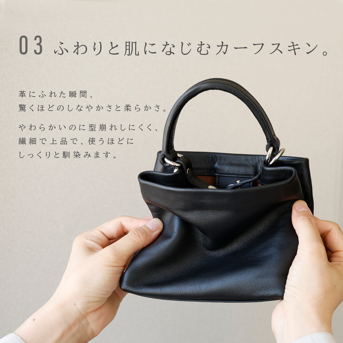 カーフスキン ショルダーバッグ レディース ミニバッグ 軽い