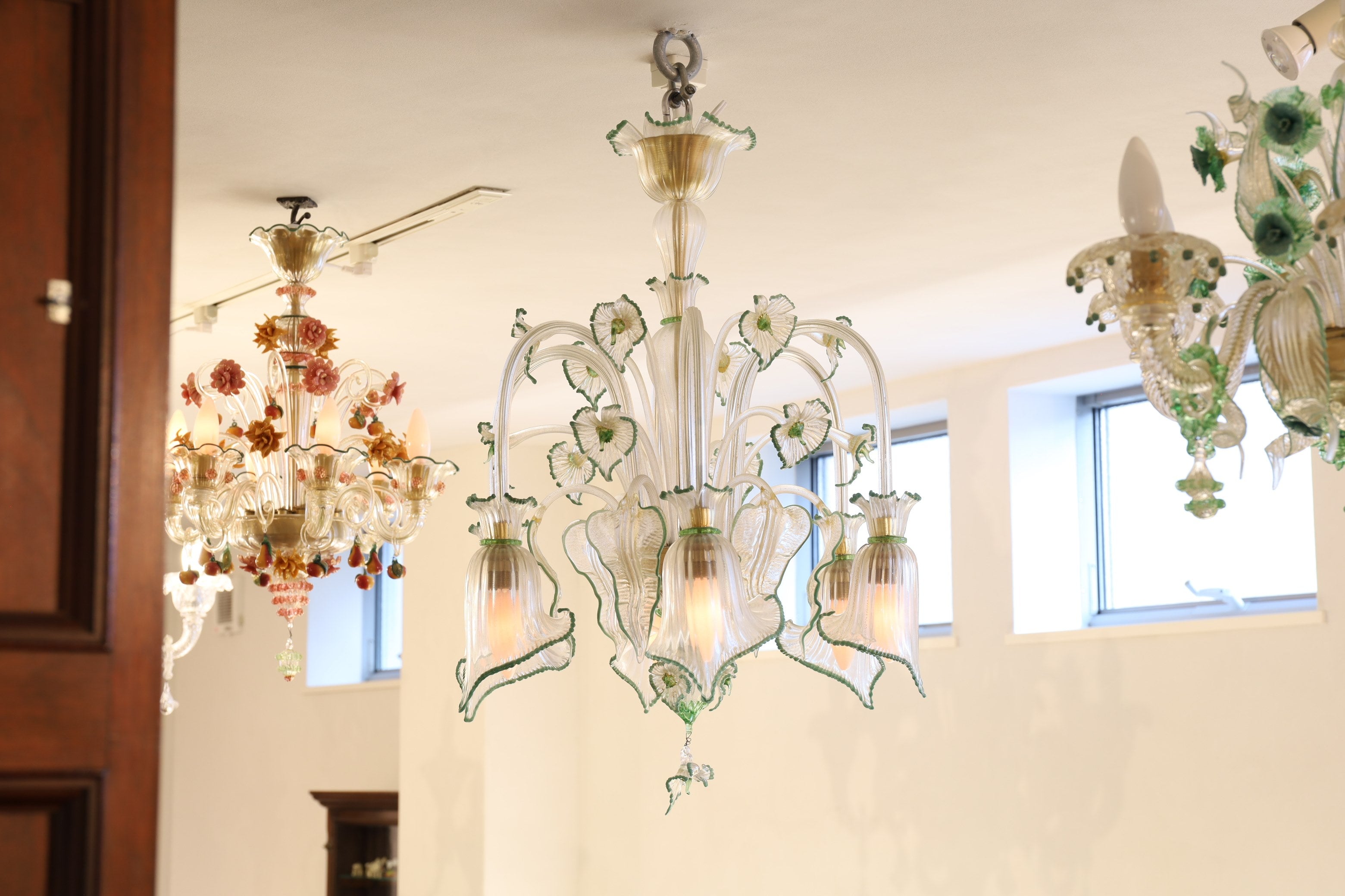 ムラーノガラス（ベネチアングラス）シャンデリア／照明（6灯）Calla