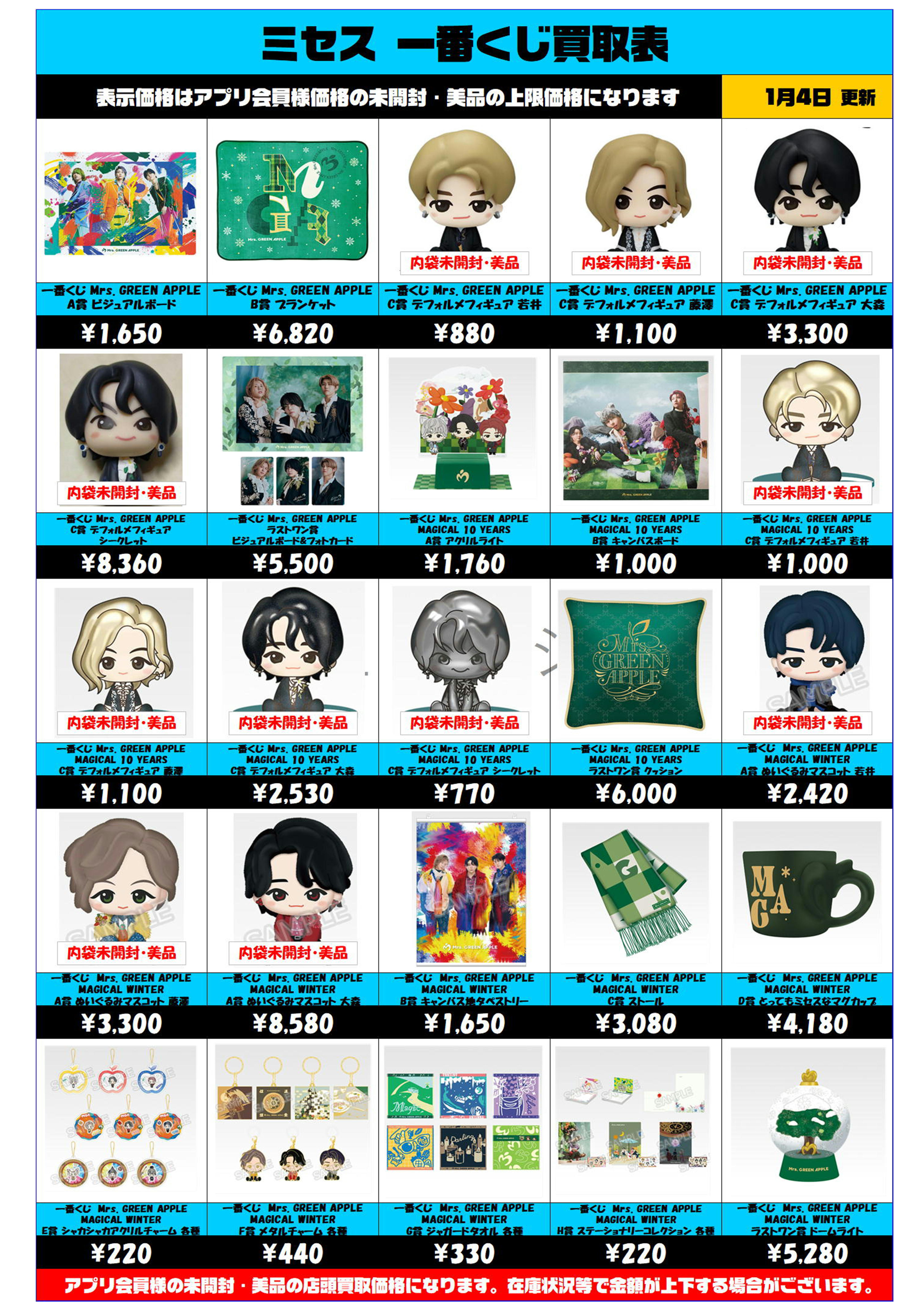Mrs. GREEN APPLE 一番くじ 超高額買取も実施中です！ 1/4～ ミセス