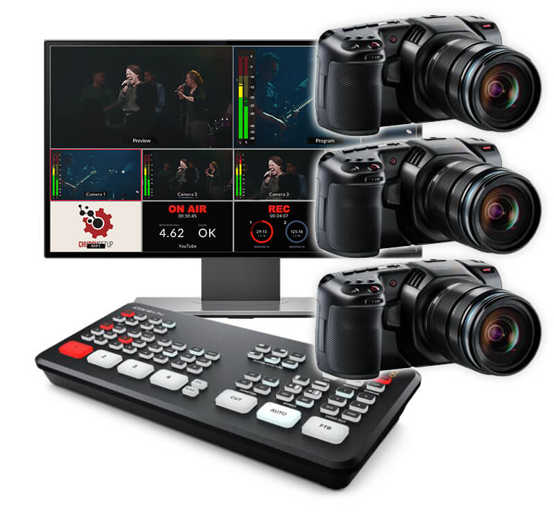 ATEM Mini Pro 3-Camera Streaming Kit - Church Live Streaming